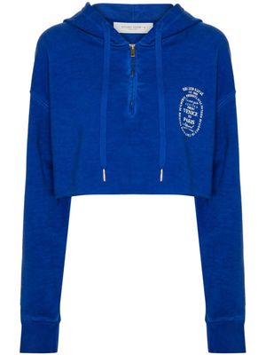 Golden Goose logo-print cropped hoodie - Blue