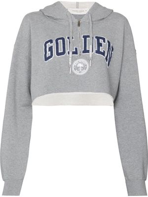 Golden Goose logo-print cropped hoodie - Grey