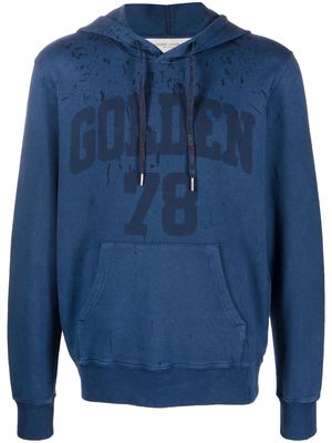 Golden Goose logo-print long-sleeve hoodie - Blue
