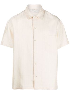 Golden Goose logo-print seersucker short-sleeved shirt - Neutrals