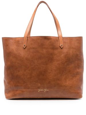 Golden Goose logo-stamp leather tote - Brown