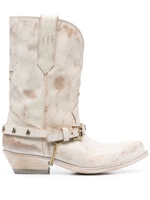 Golden Goose Low Wish Star leather boots - White