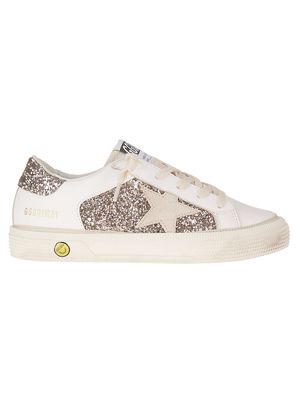 Golden Goose May Leather And Glitter Upper Suede Star Glitte