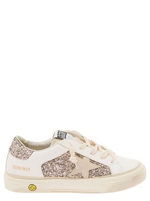 Golden Goose May Leather And Glitter Upper Suede Star Glitter Heel Include Stesso Codice Gyf