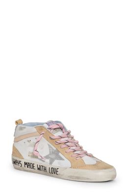 Golden Goose Mid Star Made with Love Sneaker in White/Sand/Silver/Cream