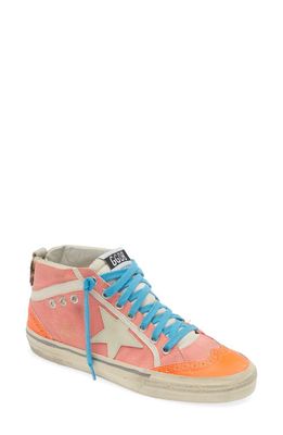 Golden Goose Mid Star Sneaker in Coral Red/Salmon/Ivory/Leo