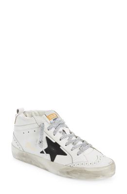 Golden Goose Mid Star Sneaker in White/Black/Silver