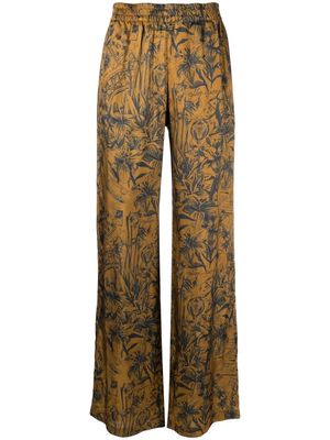 Golden Goose printed satin wide-leg trousers - Brown