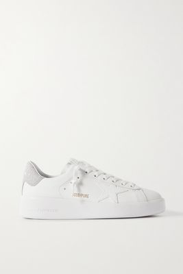Golden Goose - Pure Star Glittered Leather Sneakers - White