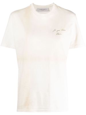 Golden Goose quote-print distressed cotton T-shirt - Neutrals