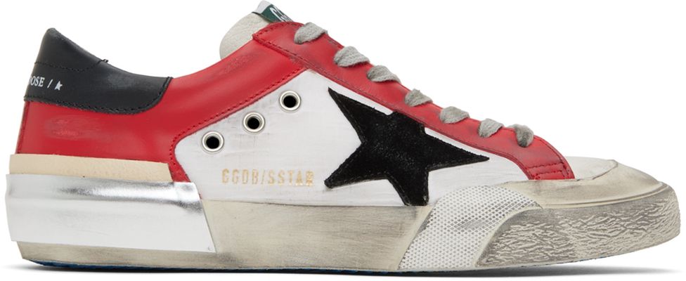 Golden Goose Red & White Super-Star Penstar Low-Top Sneakers