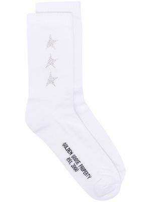 Golden Goose ribbed star-print socks - White