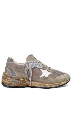 Golden Goose Running Dad Suede Leather Star in Taupe