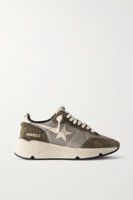 Golden Goose - Running Sole Leather-trimmed Mesh And Suede Sneakers - Green