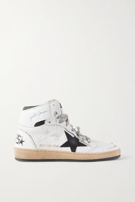 Golden Goose - Sky-star Distressed Printed Leather High-top Sneakers - White