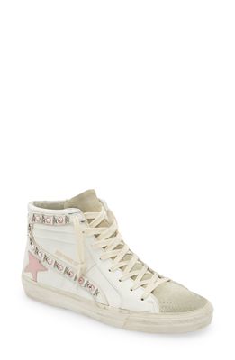 Golden Goose Slide High Top Sneaker in White/Ice/Pink