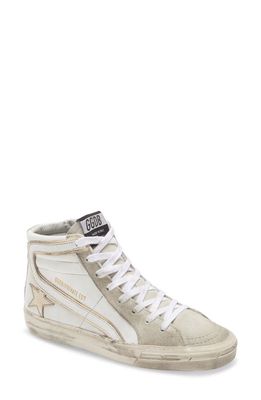 Golden Goose Slide High Top Sneaker in White Leather/avory Star