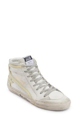 Golden Goose Slide High Top Sneaker in White/Yellow