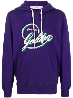 Golden Goose slogan-patch detail cotton hoodie - Purple
