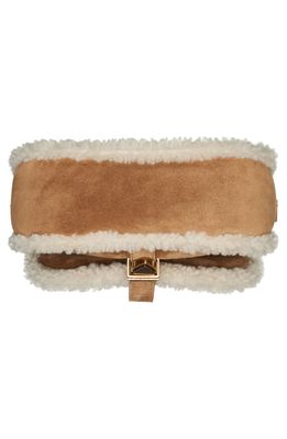 Golden Goose Small Rodeo Genuine Shearling Trim Suede Saddle Bag in Natural