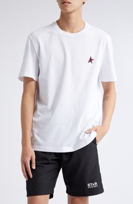 Golden Goose Small Star Cotton Logo Graphic T-Shirt in Optic White/Windsor Wine