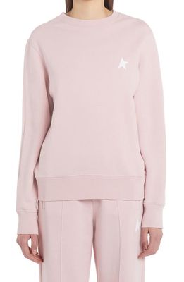 Golden Goose Small Star Cotton Logo Sweatshirt in Pink Lavander/White
