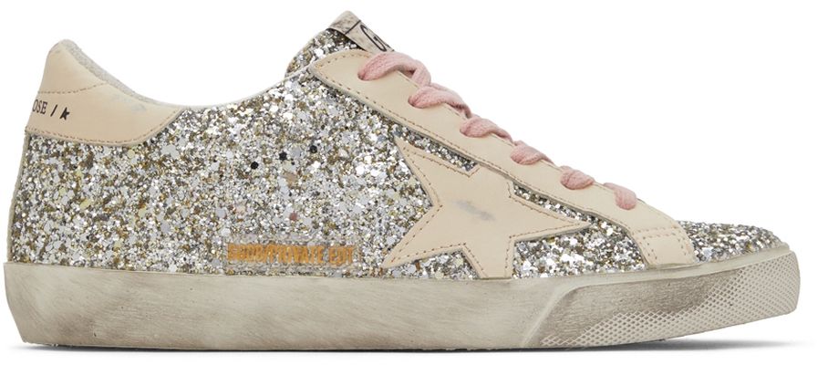Golden Goose SSENSE Exclusive Silver Glitter Super-Star Classic Sneakers