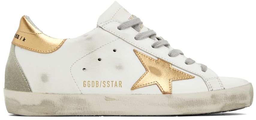 Golden Goose SSENSE Exclusive White & Gold Super-Star Classic Sneakers