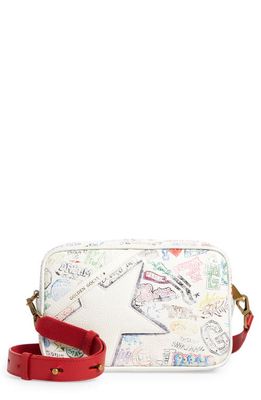 Golden Goose Star Journey 42 Leather Crossbody Camera Bag in White/Red/Multicolor