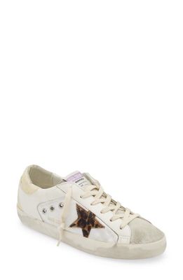 Golden Goose Super-Star Genuine Calf Hair Sneaker in Ivory/Leopard Calf Hair