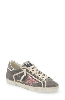 Golden Goose Super-Star Low Top Sneaker in Grey/bubblegum Glitter