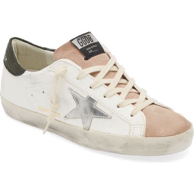 Golden Goose Super-Star Low Top Sneaker in White/Silver