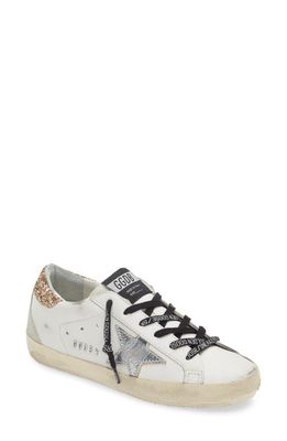 Golden Goose Super-Star Perm-Noos Low Top Sneaker in White/Silver/Gold