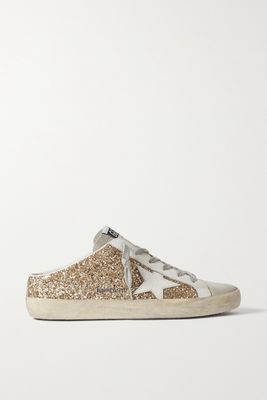 Golden Goose - Super-star Sabot Distressed Glittered Leather And Suede Slip-on Sneakers - IT35