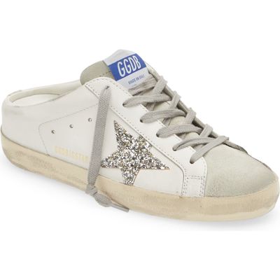 Golden Goose Super-Star Sabot Mule Sneaker in White/Platinum at Nordstrom, Size 11Us