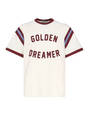 Golden Goose T-shirt With Burgundy Writing On The Front