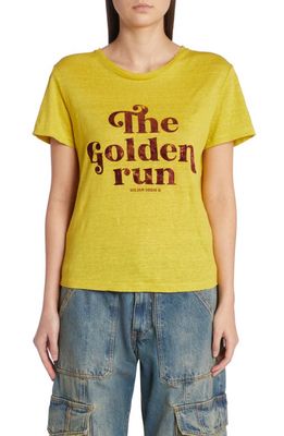 Golden Goose The Golden Run Linen T-Shirt in Maize/Windsor Wine