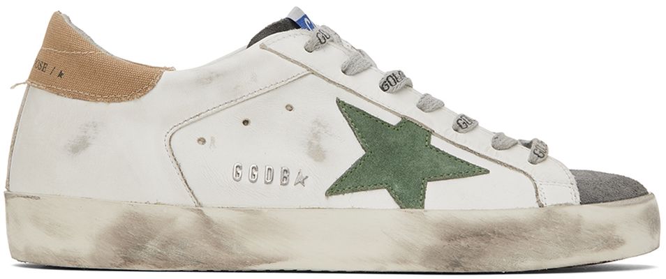 Golden Goose White & Gray Super-Star Double Quarter Low-Top Sneakers