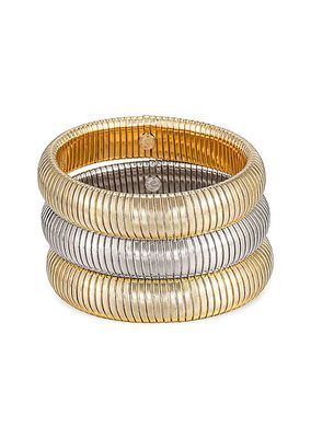 Golden Hour 3-Piece Two-Tone Stretch Bracelet Set