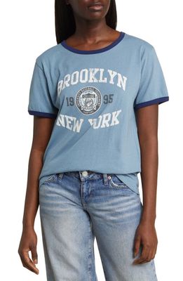 GOLDEN HOUR Brooklyn Baseball Ringer Graphic T-Shirt in Coronet Blue