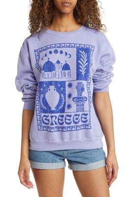 GOLDEN HOUR Greece Oversize Cotton Blend Sweatshirt in Washed Fair Orchid