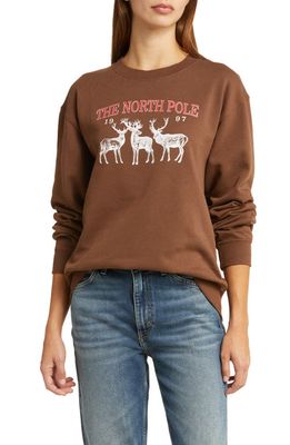 GOLDEN HOUR North Pole Graphic Sweatshirt in Cocoa