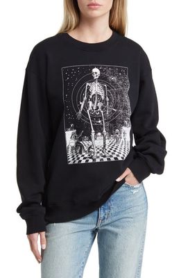GOLDEN HOUR Skeleton Space Time Graphic Sweatshirt in Black