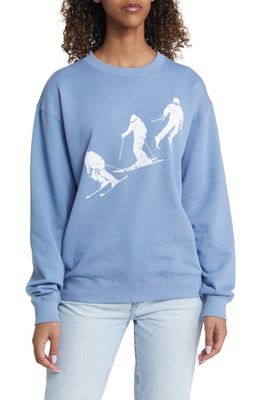 GOLDEN HOUR Skier Graphic Sweatshirt in Blue