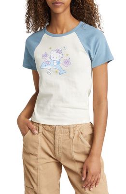 GOLDEN HOUR x Hello Kitty Dolphin Raglan Sleeve Cotton Graphic Baby T-Shirt in Blue Shadow-Marshmallow