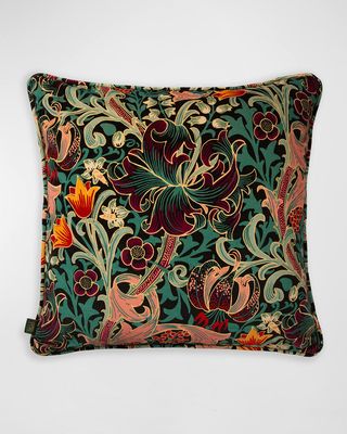 Golden Lily Velvet Cushion