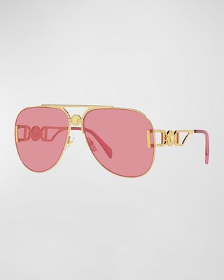 Golden Medusa Metal & Plastic Aviator Sunglasses