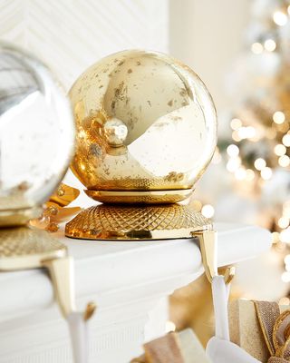 Golden Mercury Sphere Christmas Stocking Holder
