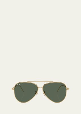 Golden Metal & Plastic Aviator Sunglasses