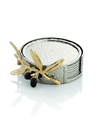 Golden Olive Branch Coaster Set